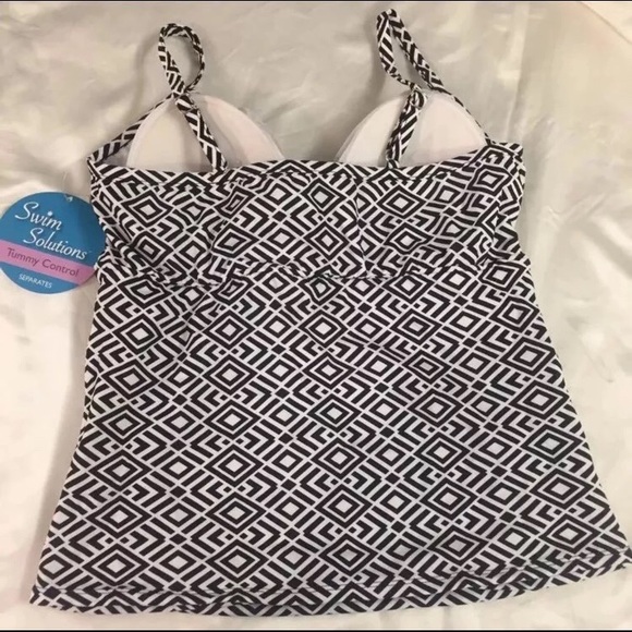 Swim Solutions Womens Diamond Shirred Tankini Top - Picture 4 of 5
